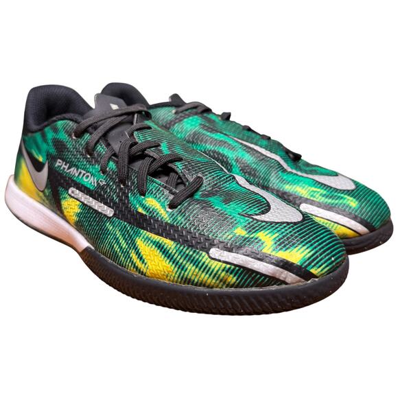 NIKE Phantom GT2 Unisex 2Y Academy Soccer Indoor Shoe Black Green DM0749-003 - Picture 7 of 13